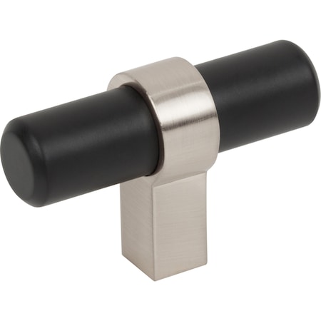 Jeffrey Alexander 2In. Overall Length Matte Black W/ Satin Nickel Key Grande CabinetIn.tIn. Knob 51MBSN